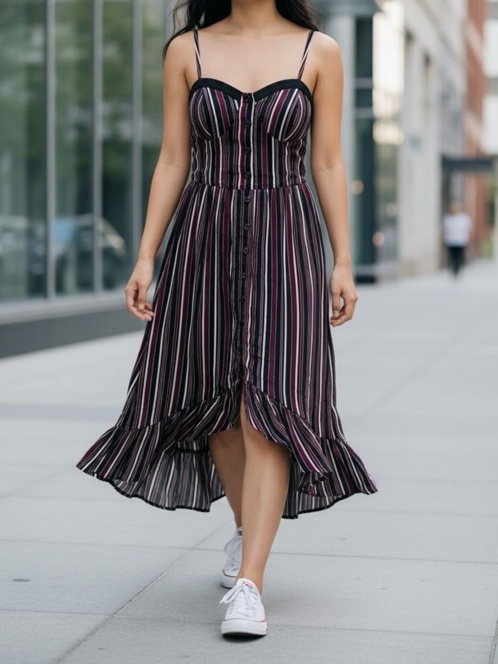 Band of Gypsies 🌟Striped Dress Sundress Casual Stretch Comfort Pockets Large NWT